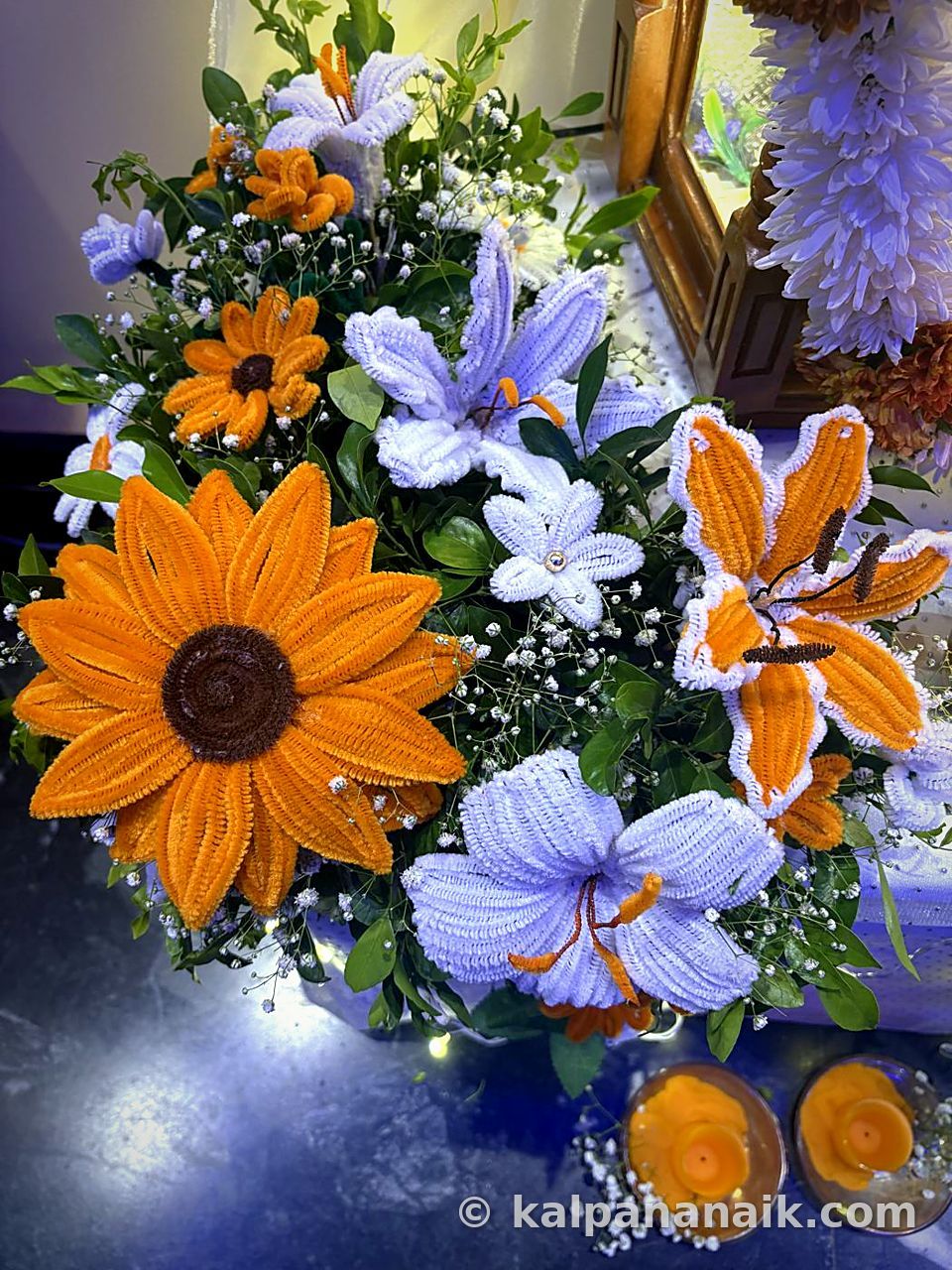 Sunflower and lily bouquet