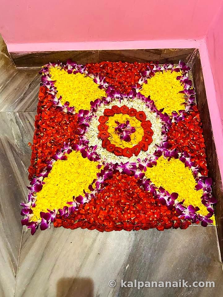 Marigold and rose rangoli