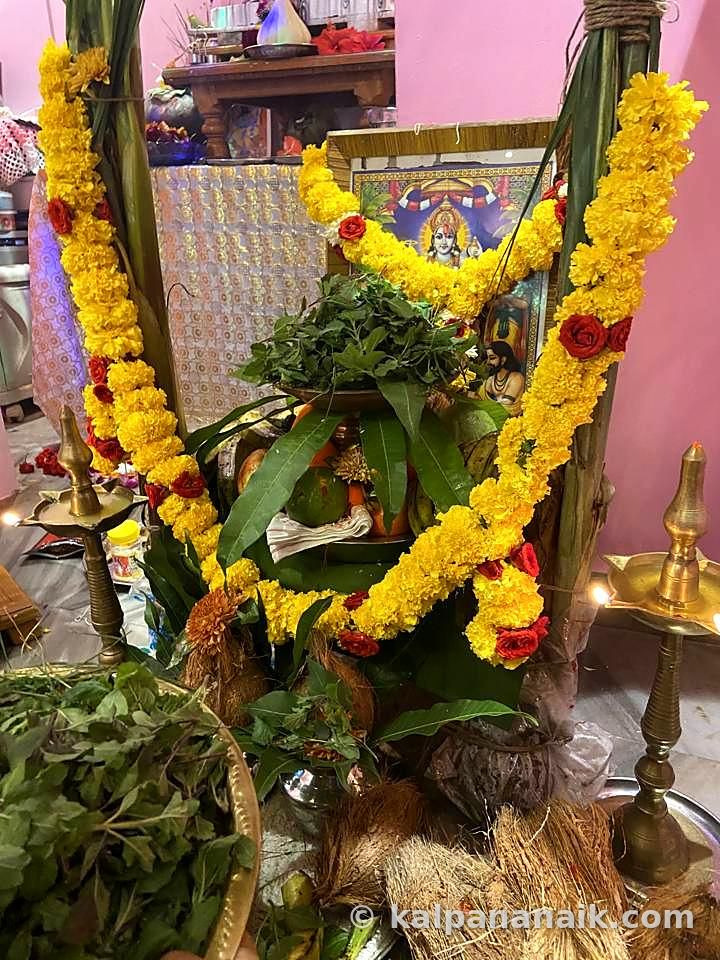 Marigold-framed shrine