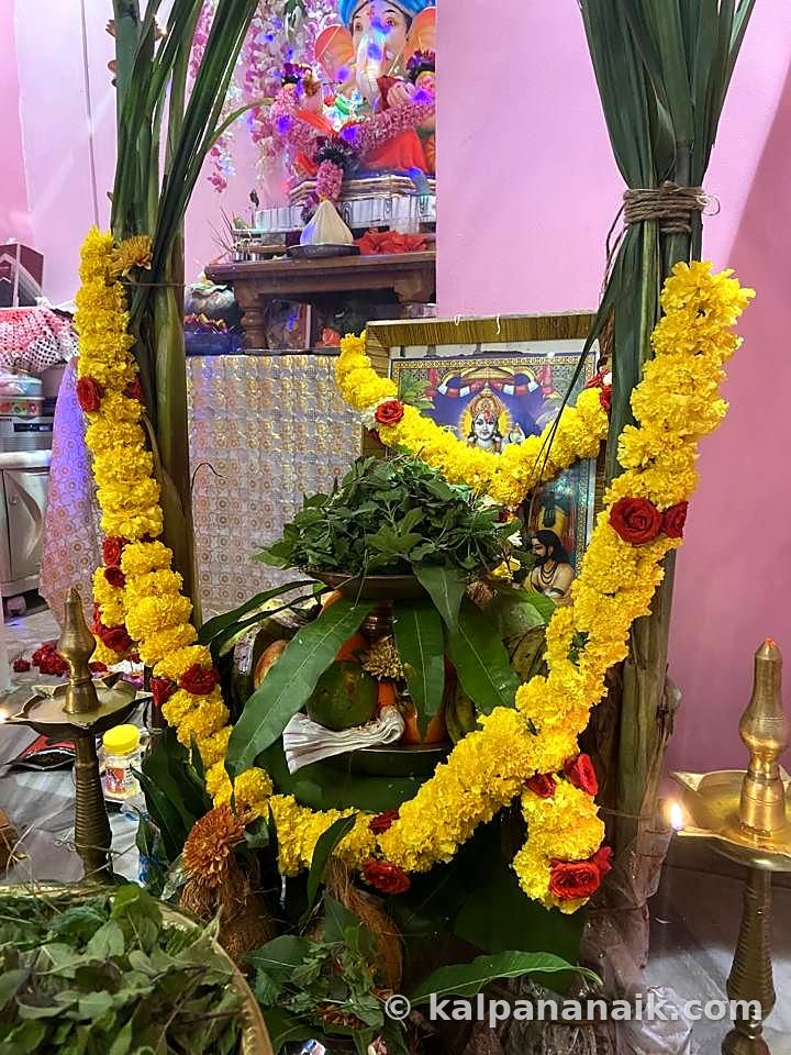 Flower-draped shrine