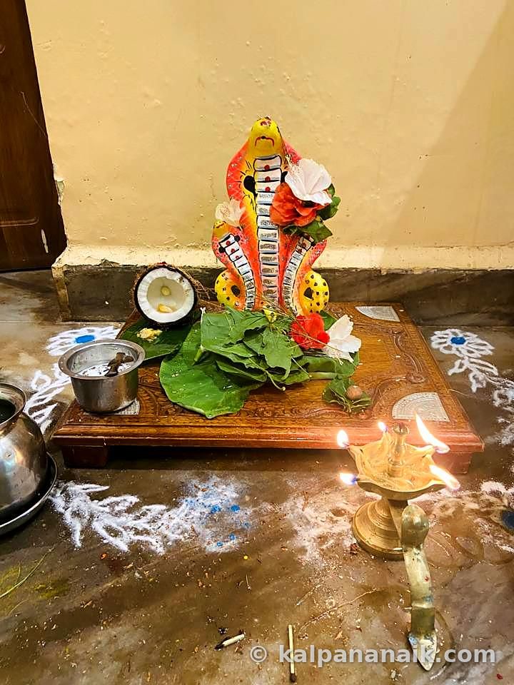 Coconut-leaf offering with a lamp