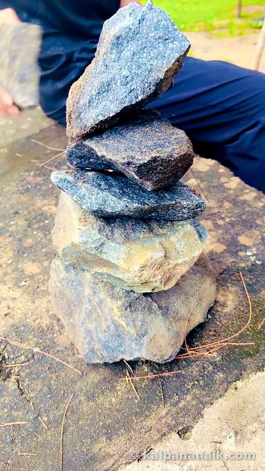 Stacked river stones