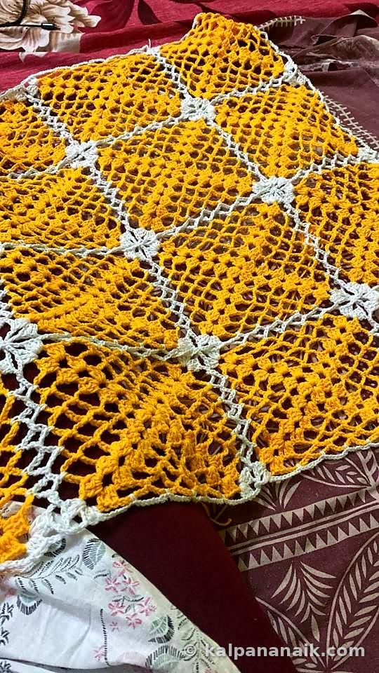 Hand-crocheted yellow lace