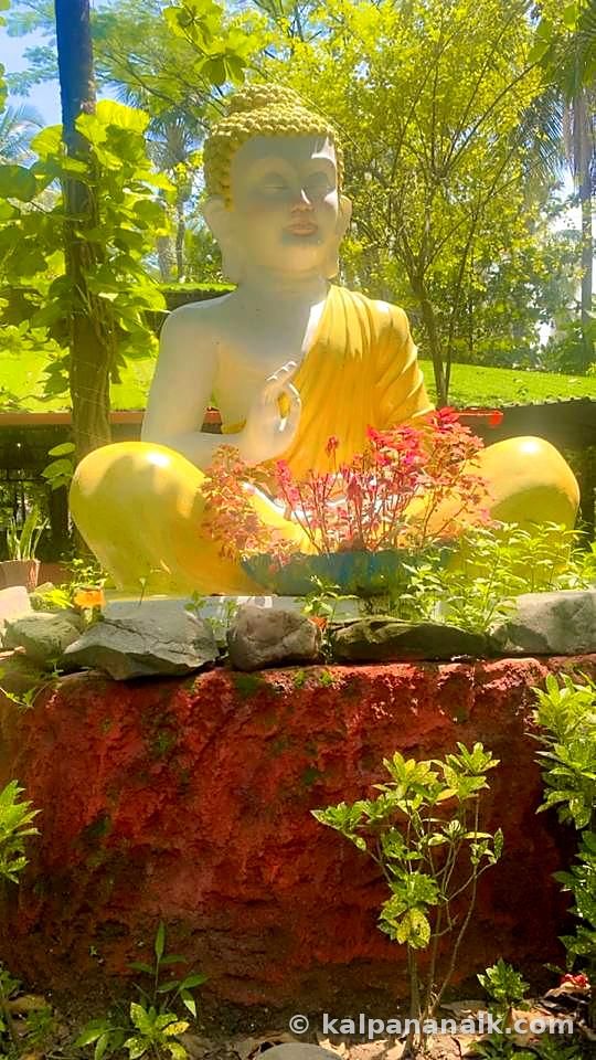 Garden sculpture with flowers
