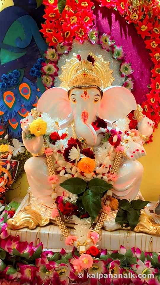 Ganesh idol with garlands